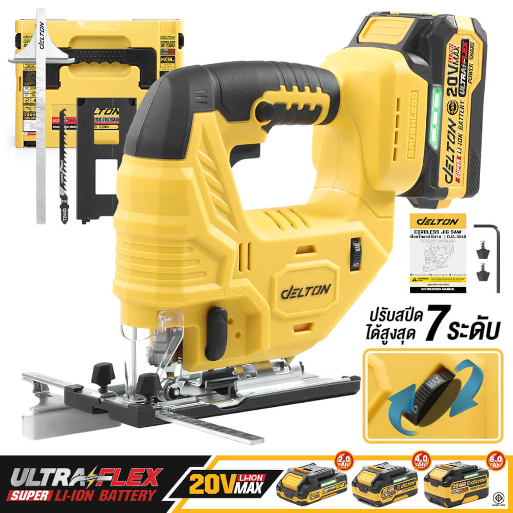 เลื่อยจิ๊กซอไร้สาย (เฉพาะเครื่องเปล่า) DELTON รุ่น DJS-334B 20V